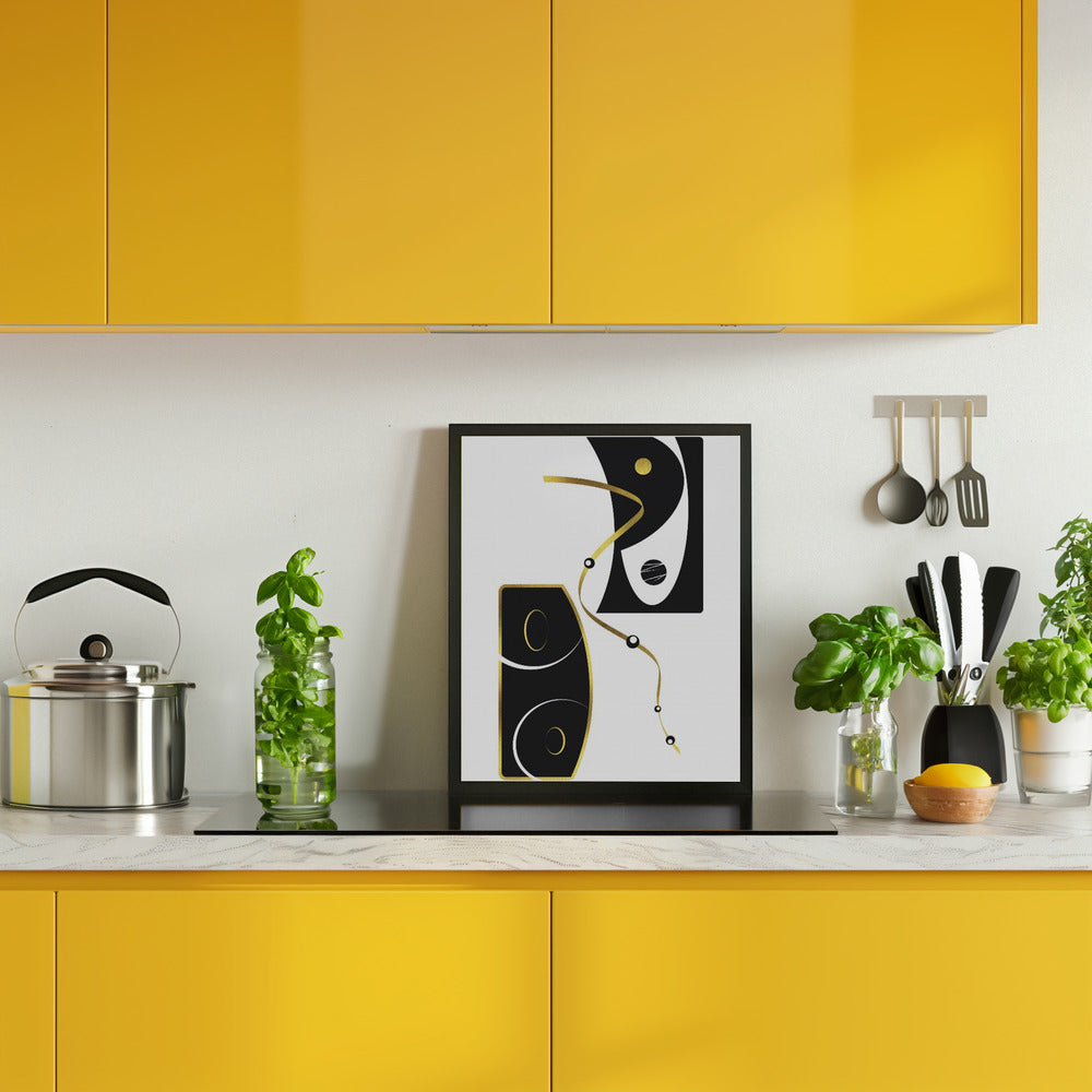 Black & White Abstract No. 2 | gold Poster